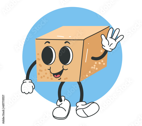 Cute sugar cube square cartoon character concept. Vector flat graphic design illustration