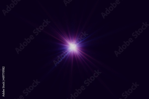 Fototapeta Naklejka Na Ścianę i Meble -  Shining star. Explosion light effect with glare. Magic star with sparkles and light. Lens flare. Flash with rays and spotlight. Futuristic light. Shining effect. Vector illustration.