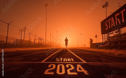 New Beginnings in 2024 - Athlete's Feet at Starting Line | new year, 2024, start, beginning, track and field, sports, competition, starting line, motivation, resolution