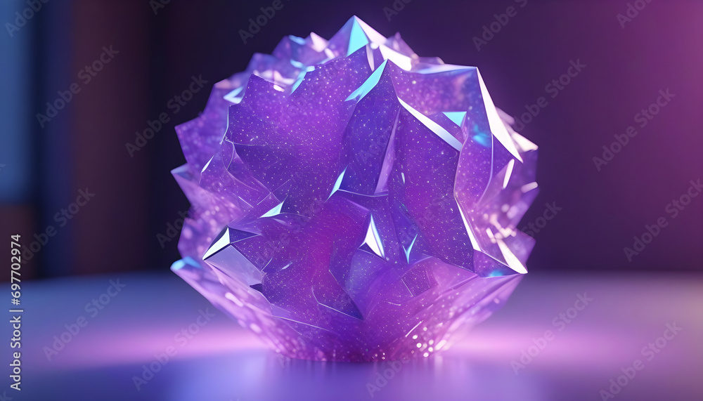 3D Render Of An Abstract Holographic. Purple Sculpture 3D Render Of An Abstract Holographic. Purple Sculpture