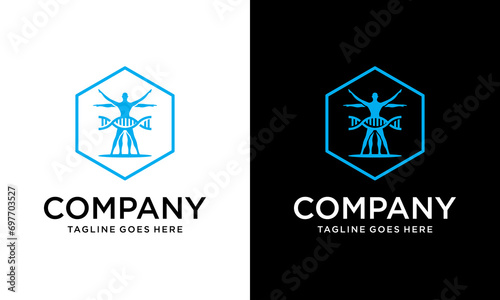 Creative hexagon science People DNA Logo Template Design Vector, Emblem, Design Concept, Creative Symbol, Icon