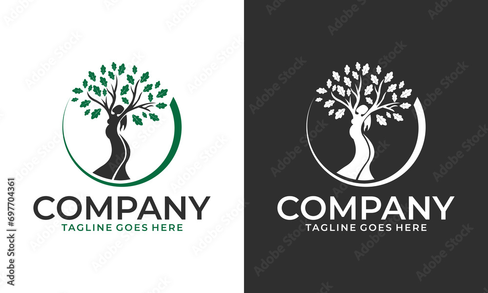 Creative Tree with Body Women Logo Design Template. Vector logo design template. Wellness and woman health Creative Tree with Body Women Logo Design Template. Vector logo design template. Wellness and woman health