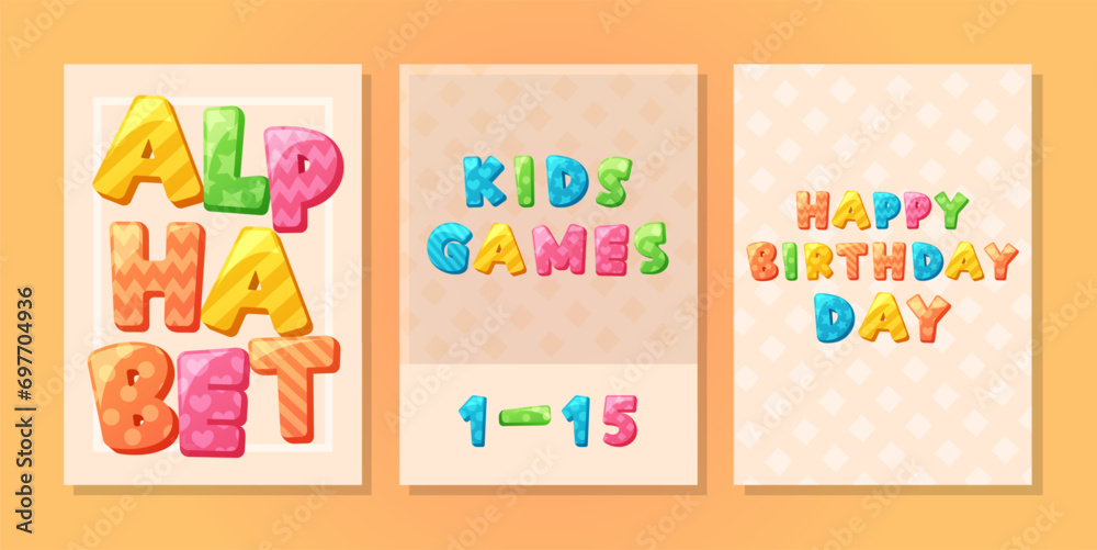 Playful Banners Feature A Childish Cartoon Font, Whimsically Combining Vibrant Letters To Evoke Joyful Atmosphere Playful Banners Feature A Childish Cartoon Font, Whimsically Combining Vibrant Letters To Evoke Joyful Atmosphere