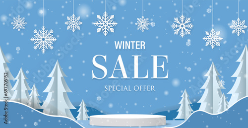 Winter sale poster With Snowflake