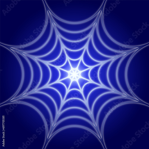 Glowing spider web on a dark background. Spider web neon icon. Blue net illustration black background sign and symbol spider network web abstract fear internet
