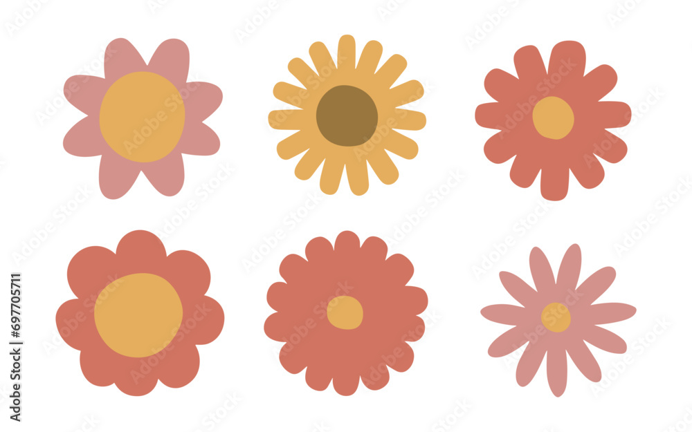 Abstract flowers vector clipart. Spring illustration.