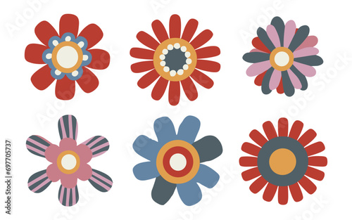 Abstract flowers vector clipart. Spring illustration.