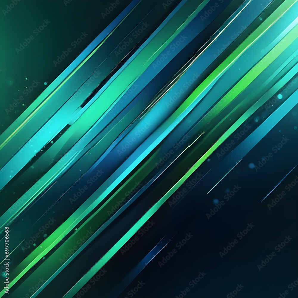 High contrast blue and green glossy stripes. Abstract tech graphic banner design. Vector corporate background