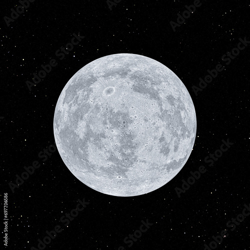 3D rendering dark night moon and star sky, close up view, digital illustration art work.