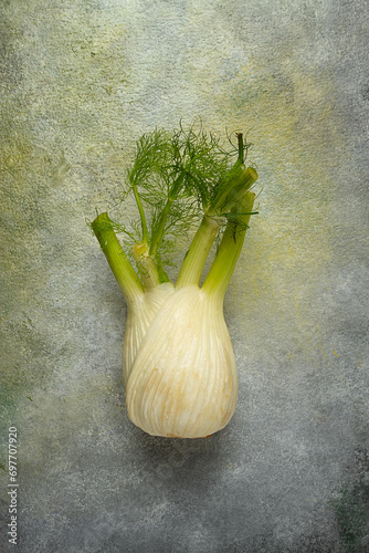 fennel, bulb, dill root, fresh, top view,
