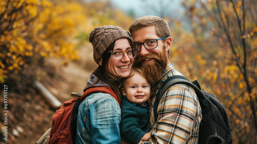mama and dad with kid for quality time, travel and bonding being loving