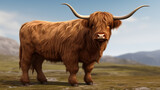 Scottish Highland cattle on the alpine pasture, Scheidseen, Galtuer, Tyrol, Austria. Generative AI
