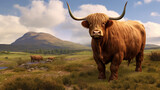 Scottish Highland cattle on the alpine pasture, Scheidseen, Galtuer, Tyrol, Austria. Generative AI