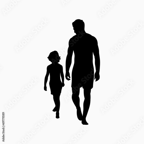 vector illustration of father and son going swimming
