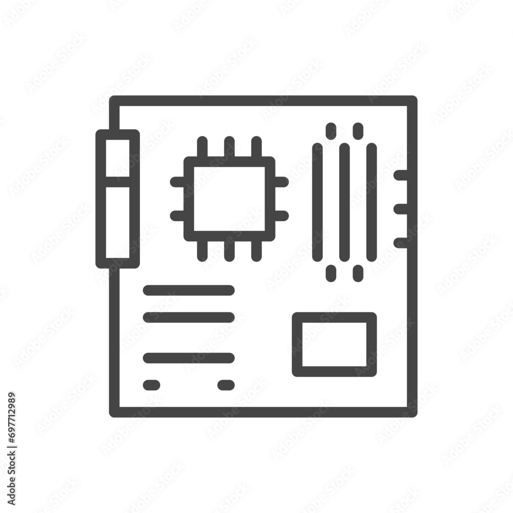Motherboard, linear icon. Line with editable stroke Motherboard, linear icon. Line with editable stroke