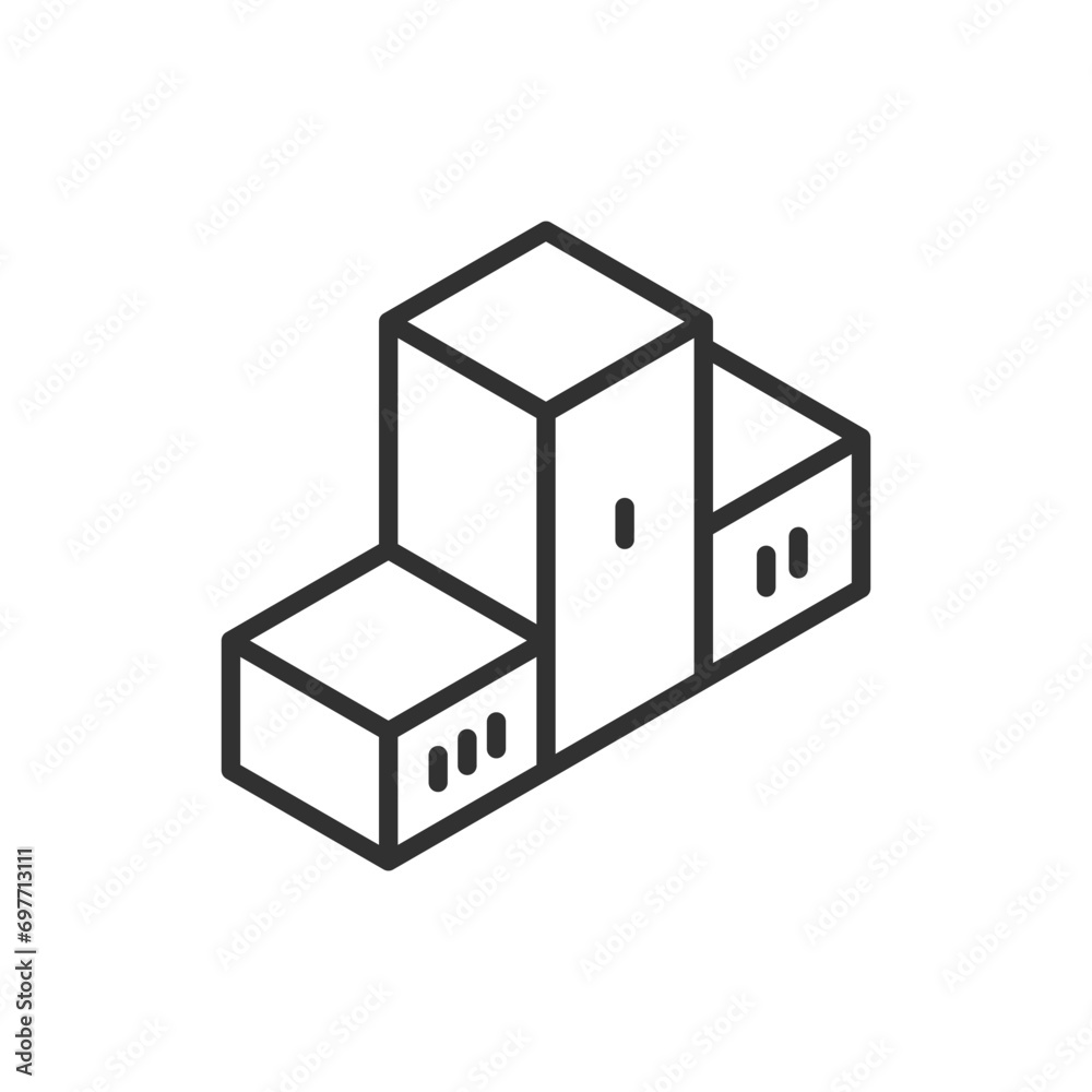 Pedestal, linear icon isometric style. Line with editable stroke Pedestal, linear icon isometric style. Line with editable stroke