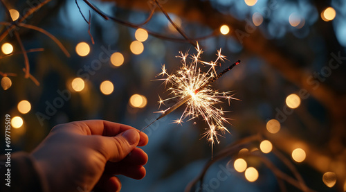 Festive Sparkler Lighting Up Holiday Celebration
