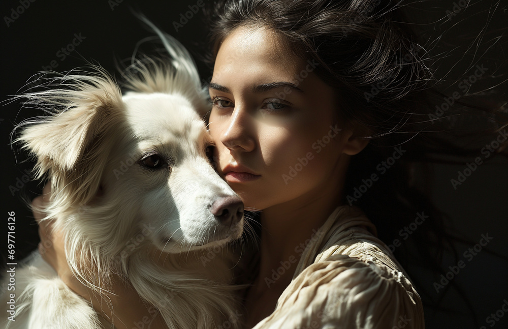 Emotional Bond Between Human and Dog Captured in Art Stock Photo ...