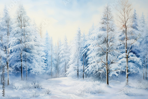 Tree background forest white cold nature winter background fir frost christmas snow blue landscape © VICHIZH