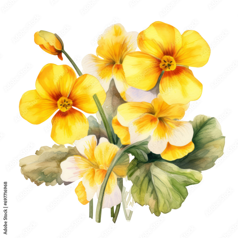   yellow Primrose ,illustration watercolor (4)