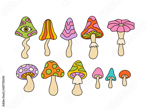 Retro Groovy Mushrooms