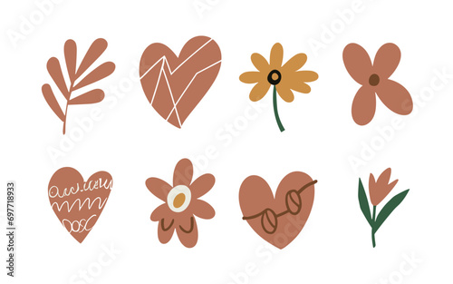 Abstract floral hearts vector clipart. Valentine's day vector clipart.