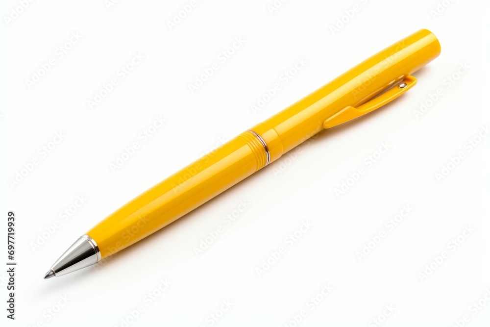 Yellow pen on white background Yellow pen on white background