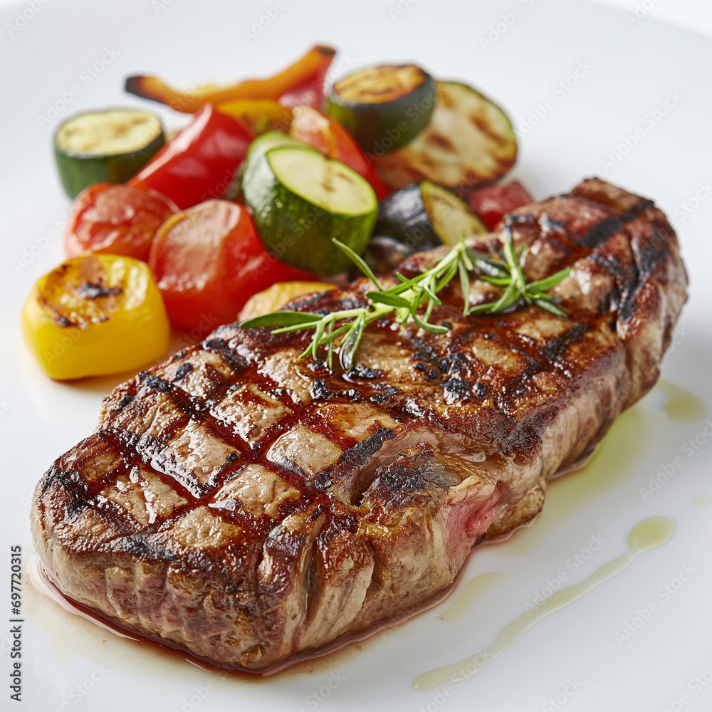 Perfectly Cooked Steak and Grilled Vegetables Perfectly Cooked Steak and Grilled Vegetables