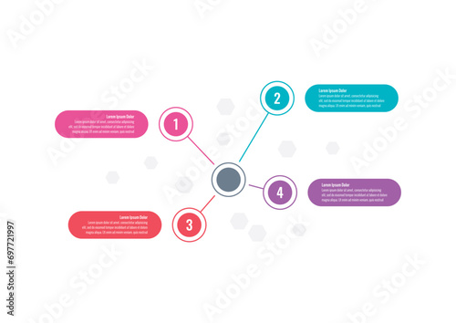 molecule infographic template. four steps infographic template. internet, education, business, annual report, magazine information template