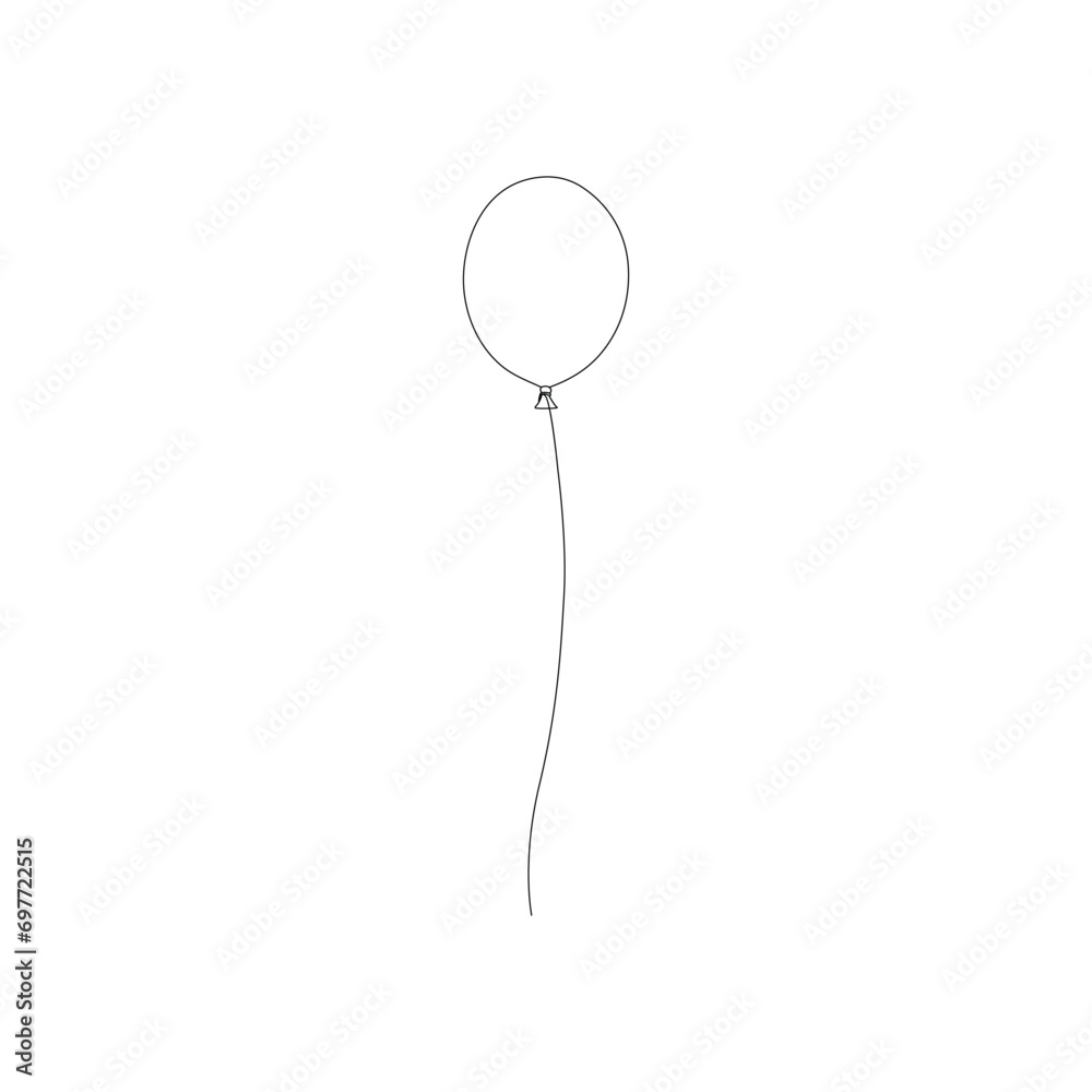 Balloon continuous Single line art, One sketch outline drawing vector illustration
Balloon continuous Single line art, One sketch outline drawing vector illustration