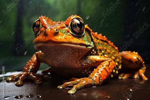 Meditative Toad on Ripple Surface - Perfect for Wetlands Awareness Campaigns