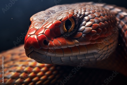Detailed Reptile Scales - Striking Serpent Eye Stock Image for Wildlife Themes