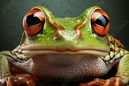 Vibrant Green Frog Close-Up - Perfect for Environmental Education