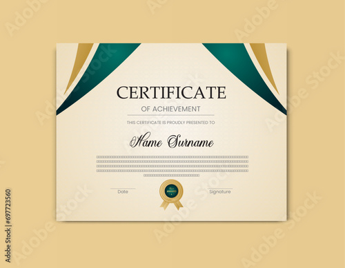 Creative certificate design. Modern business certificate design template. Appreciation & Achievement Certificate Design style with  pattern. Vector illustration