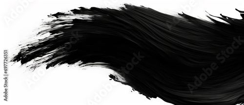 Abstract deep black brush stroke on a white canvas.
