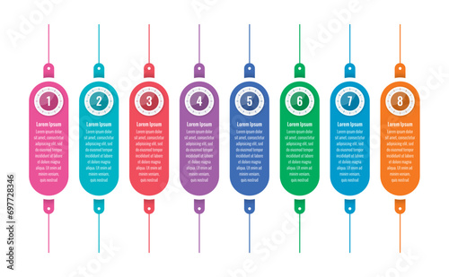 dial bars infographic template. eight options infographic template. magazine, education, business, annual report, internet informational template