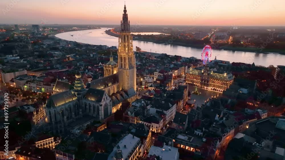 4K Aerial view of cityscape of Antwerp, Belgium from above 4K Aerial view of cityscape of Antwerp, Belgium from above