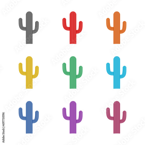 Cactus icon isolated on white background. Set icons colorful