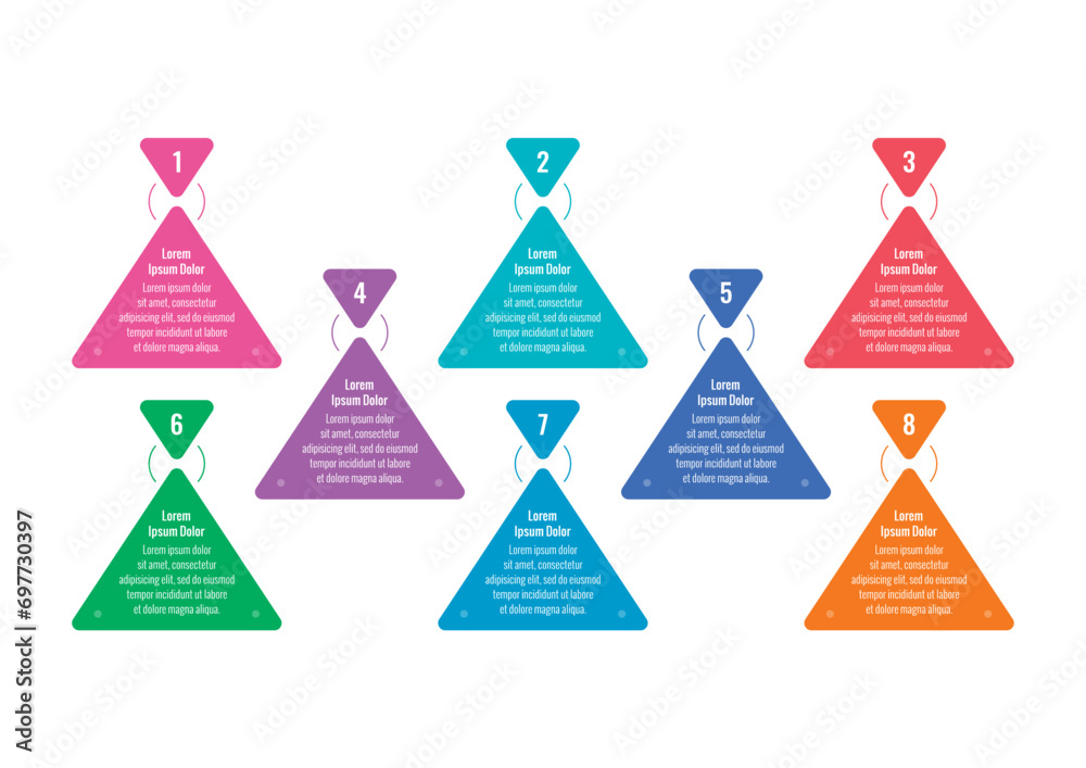colorful triangles infographic template. internet, business, web, magazine, annual report information template. eight steps infographic template colorful triangles infographic template. internet, business, web, magazine, annual report information template. eight steps infographic template