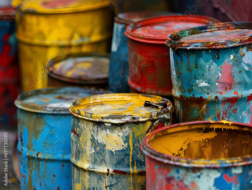 Paint Cans Waste. Old Paint Cans. Household hazardous waste © Iryna