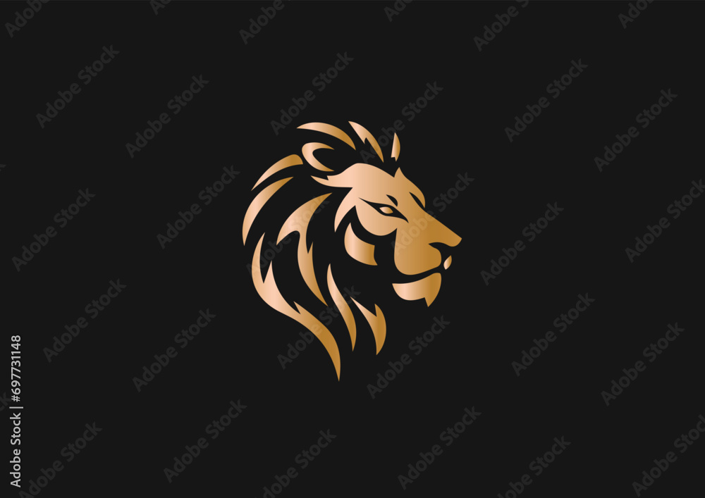 Logo, lion head black, gold