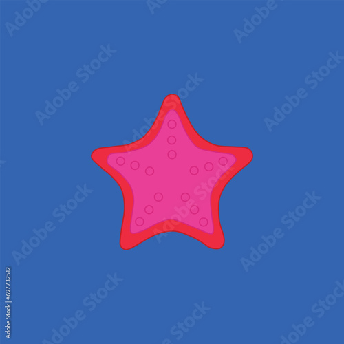 The seastar on the blue background