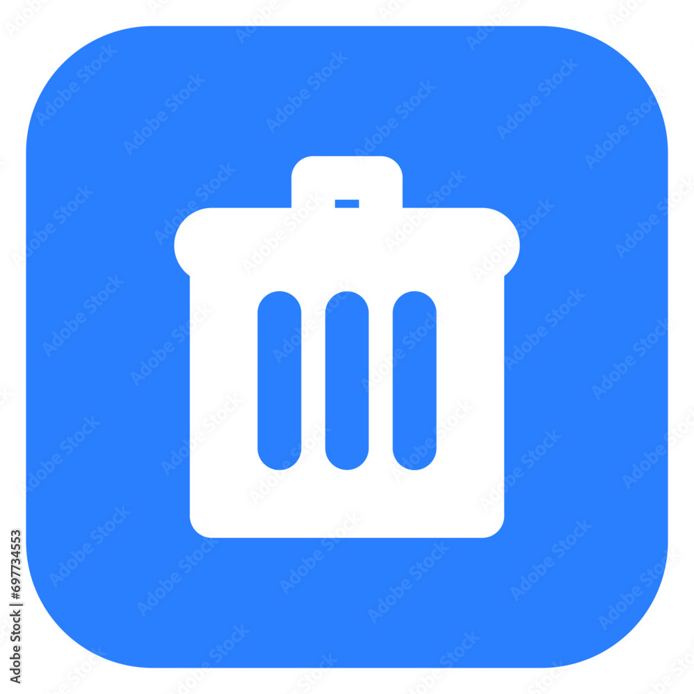 trash can icon, delete icon button on square background vector trash can icon, delete icon button on square background vector