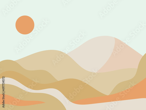 Flat vector illustration of a minimalist desert landscape photo