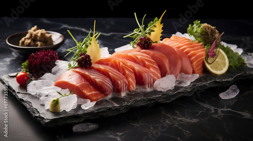 Sushi Lover's Dream: Top-Down Elegance with a Plate of Delicacies, Generative AI