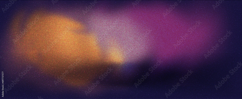 Abstract colorful gradient background with deep purple and yellow color. Grainy noise texture cover, banner, header wallpaper, design. - obrazy, fototapety, plakaty 