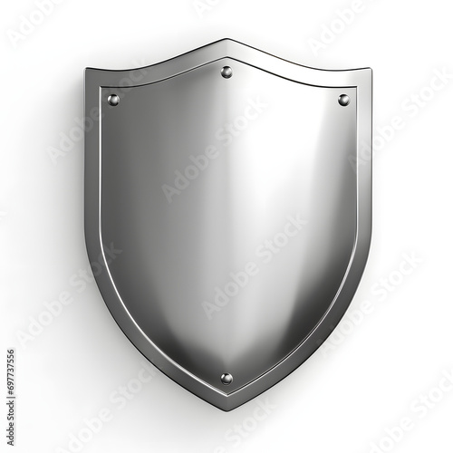 Shield, metal shield protection and security concept silver shield design minimal simple realistic armor.