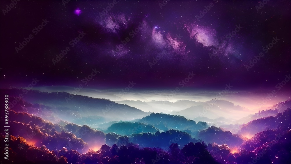 Generative ai. a purple and blue background with stars, background of the galaxy, purplish space in background, background galaxy, galaxy background, background is space, universe background