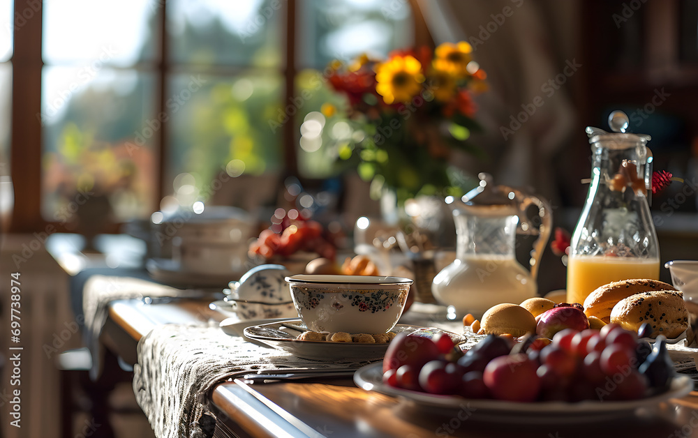 Morning Elegance: Fresh and Bright Continental Breakfast Table Setup