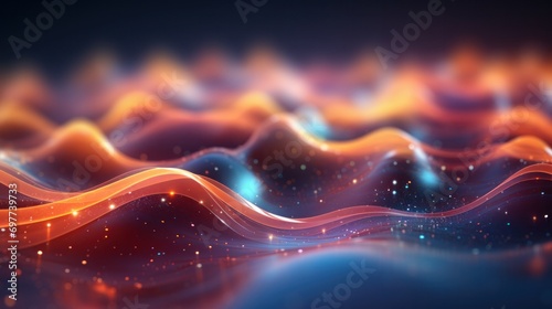 wave, line, art, curve, design, flow, motion, smooth, flowing, gradient. abstract art background image with smooth lines mystery blue color motion curve mix it middle, likes liquid via ai generate. photo
